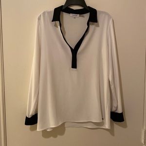 Clavin Klein white/black stretchy long sleeve top Large
